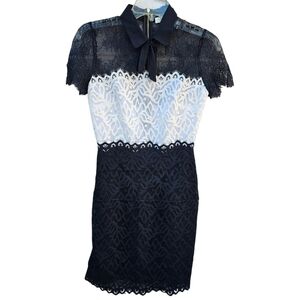 Sandro Paris - Black & White Lace Peter Pan Collar Dress Size 1